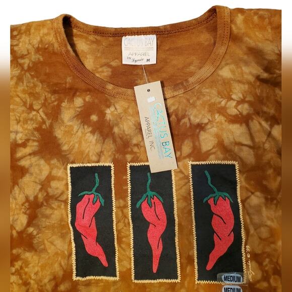 NWT Cactus Bay by Lynee Y2K Unisex 90 99 Orange / Brown Tie Dye T-shirt Sz M - Picture 2 of 6
